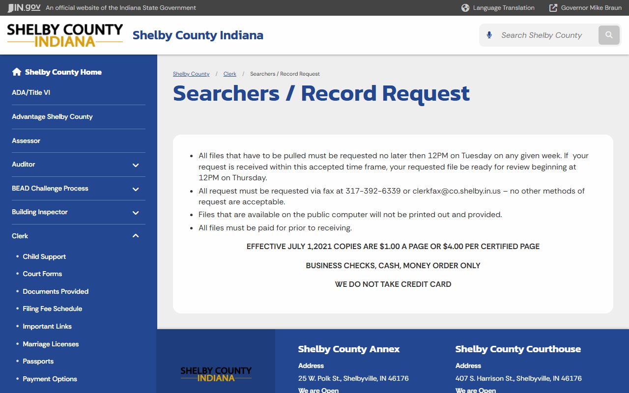 Shelby County Clerk records request instructions