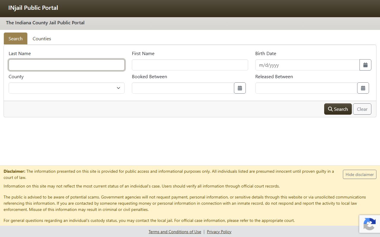 Shelby County inmate records Indiana County Jail Public Portal