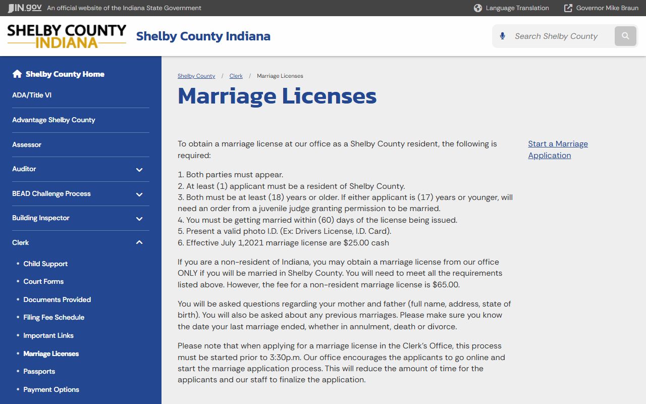 Shelby County marriage records license requirements