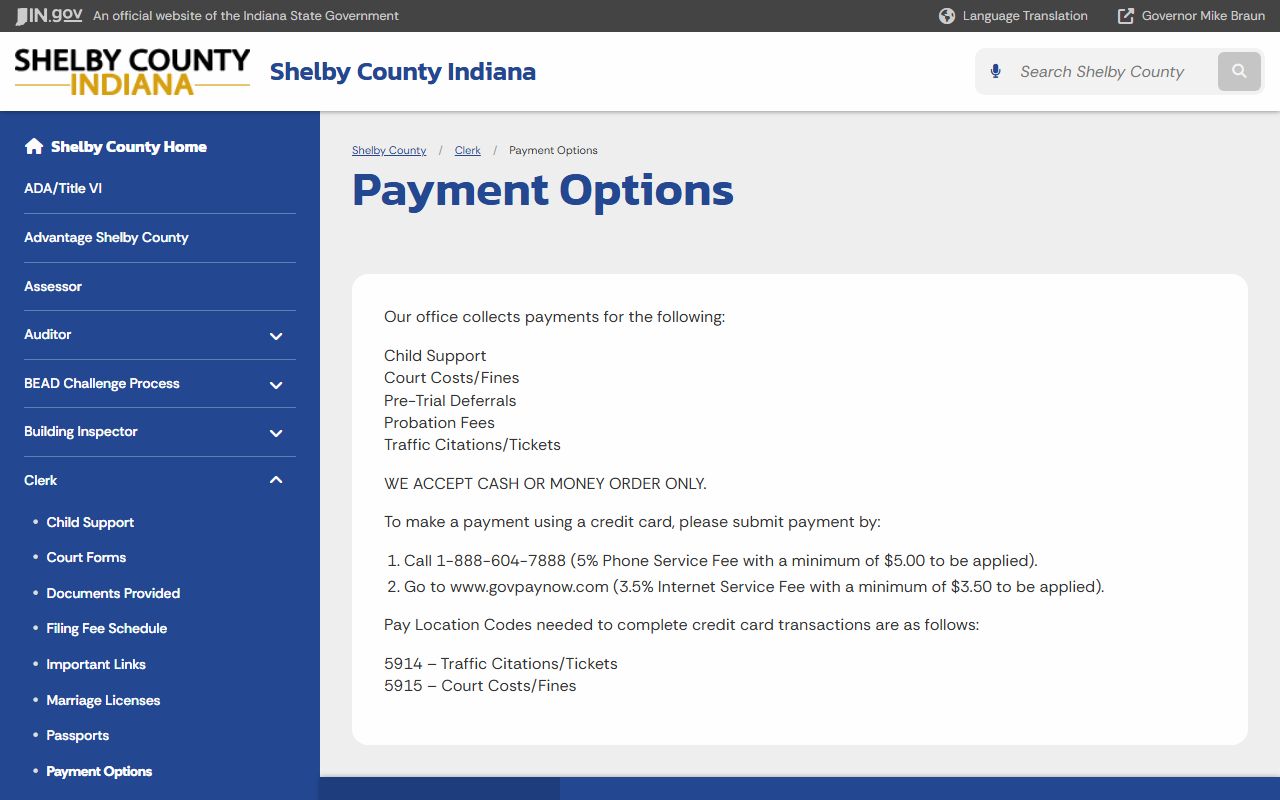 Shelby County traffic court records Clerk payment options for GovPayNet